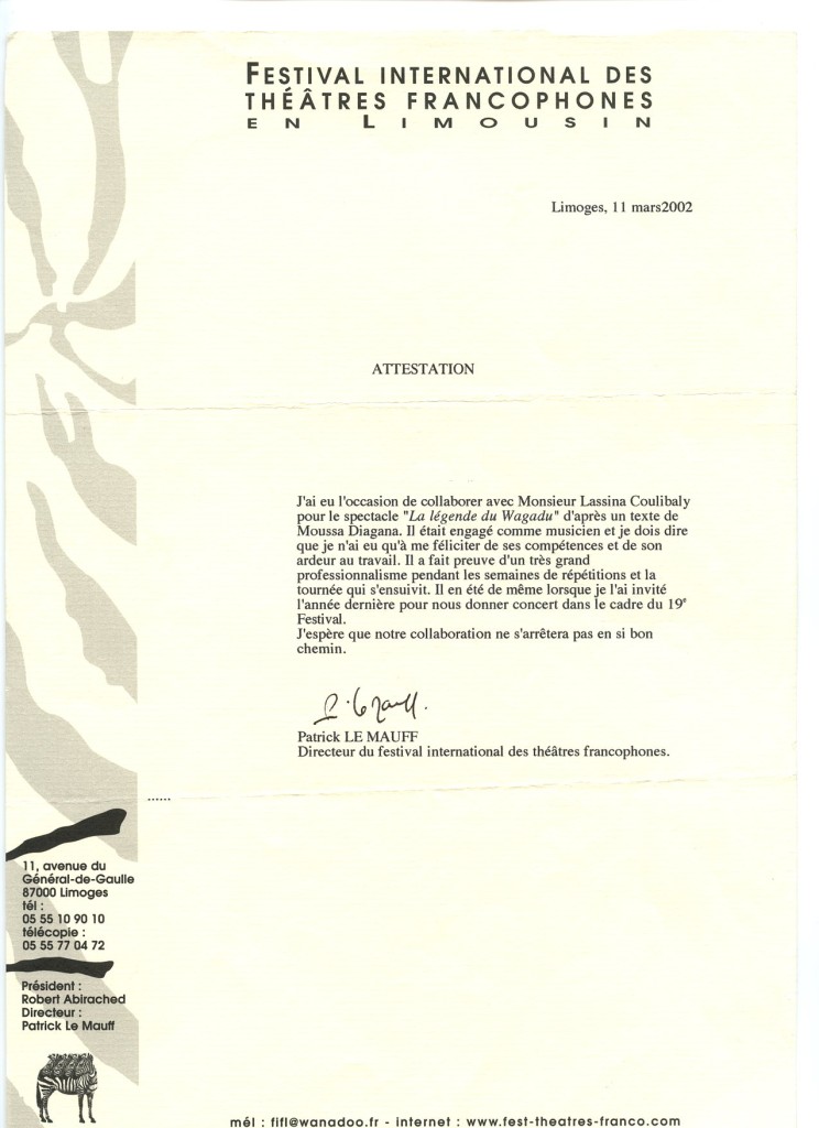 lettre festival theatres francophones en Limousin